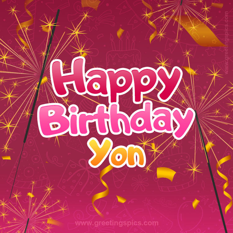 Happy Birthday Yon Image with sparklers (square shape image)