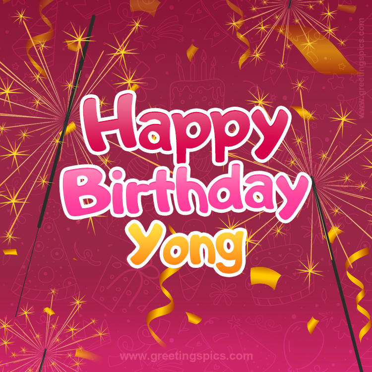 Happy Birthday Yong Image with sparklers (square shape image)