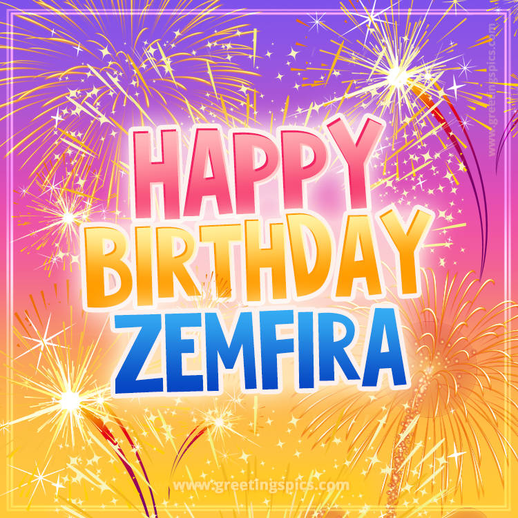 Happy Birthday Zemfira Picture with fireworks (square shape image)