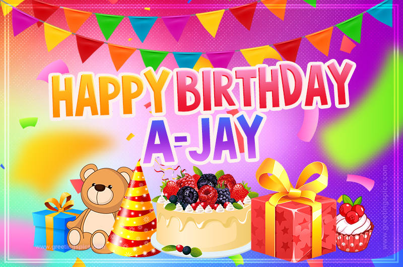 Bright card with Wishes for a Happy Birthday for A-Jay