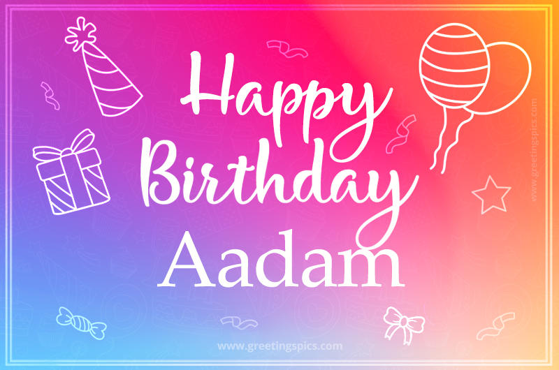 Colorful Happy Birthday Card For Aadam