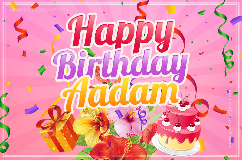 Beautiful Birthday Card for Aadam with pink background