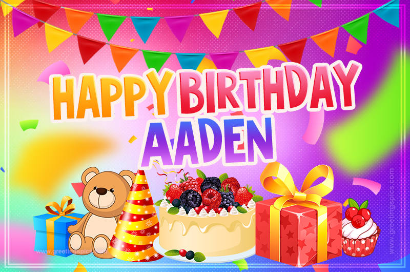 Bright card with Wishes for a Happy Birthday for Aaden