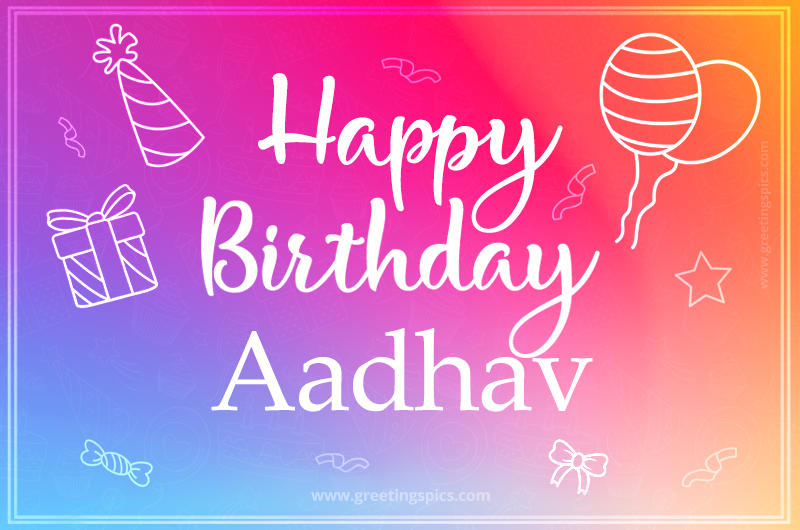 Colorful Happy Birthday Card For Aadhav