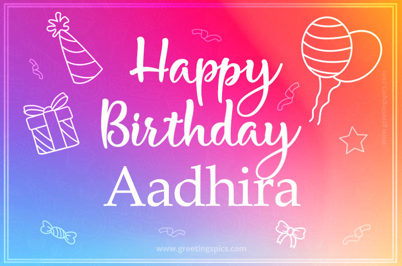 Colorful Happy Birthday Card For Aadhira