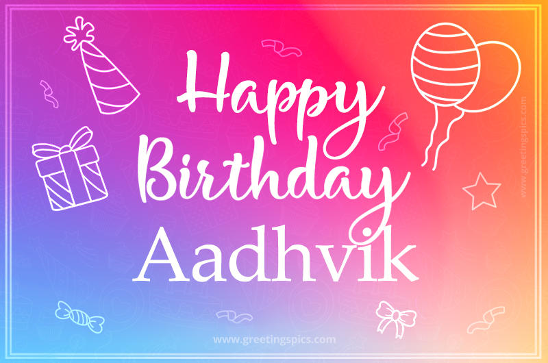 Colorful Happy Birthday Card For Aadhvik