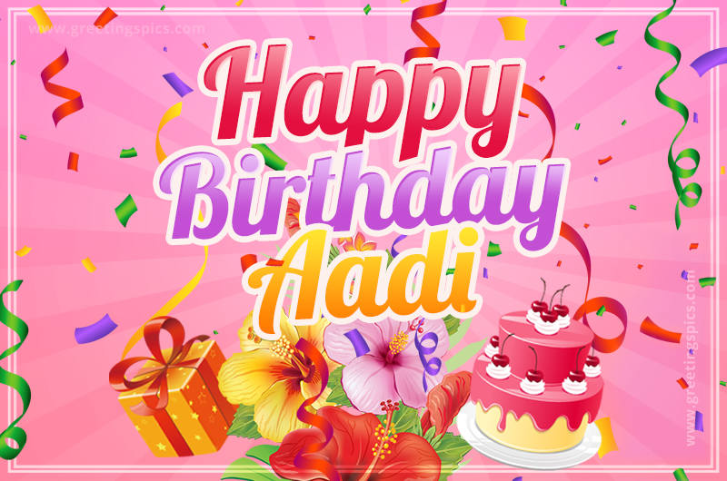 Beautiful Birthday Card for Aadi with pink background