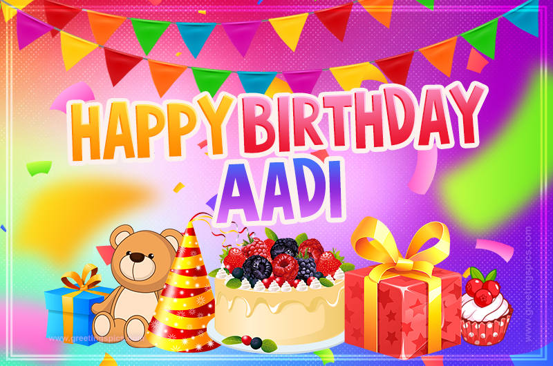 Bright card with Wishes for a Happy Birthday for Aadi