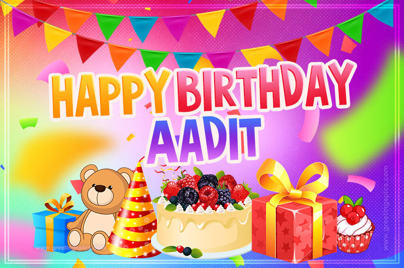 Bright card with Wishes for a Happy Birthday for Aadit