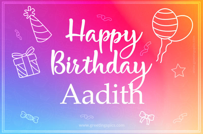 Colorful Happy Birthday Card For Aadith