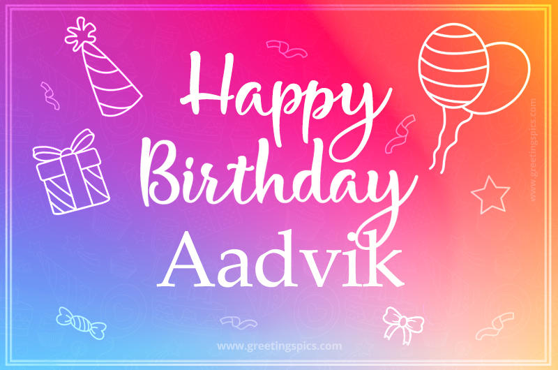 Colorful Happy Birthday Card For Aadvik