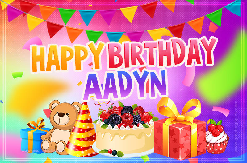 Bright card with Wishes for a Happy Birthday for Aadyn