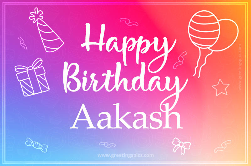 Colorful Happy Birthday Card For Aakash