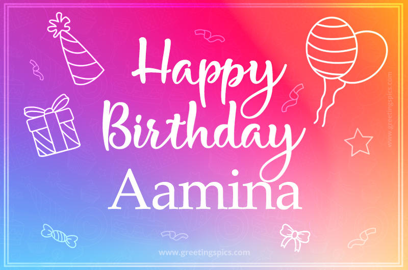 Colorful Happy Birthday Card For Aamina