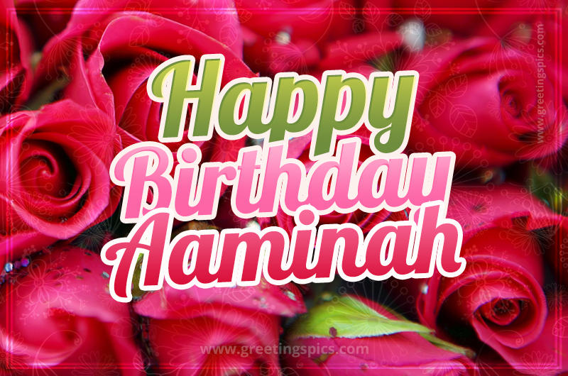 Happy Birthday Aaminah beautiful Image with red roses