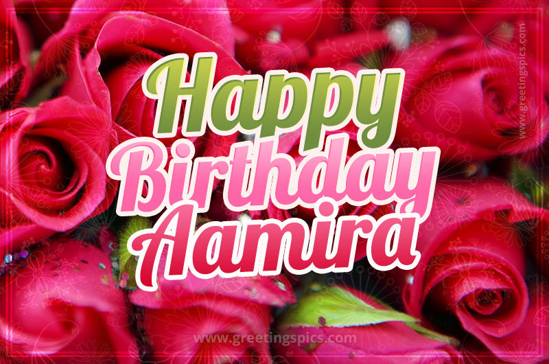 Happy Birthday Aamira beautiful Image with red roses