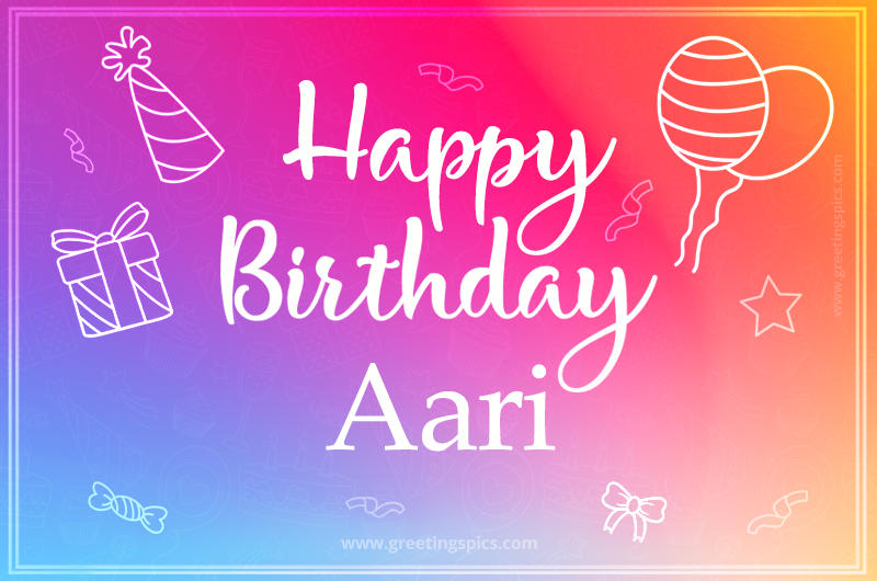 Colorful Happy Birthday Card For Aari