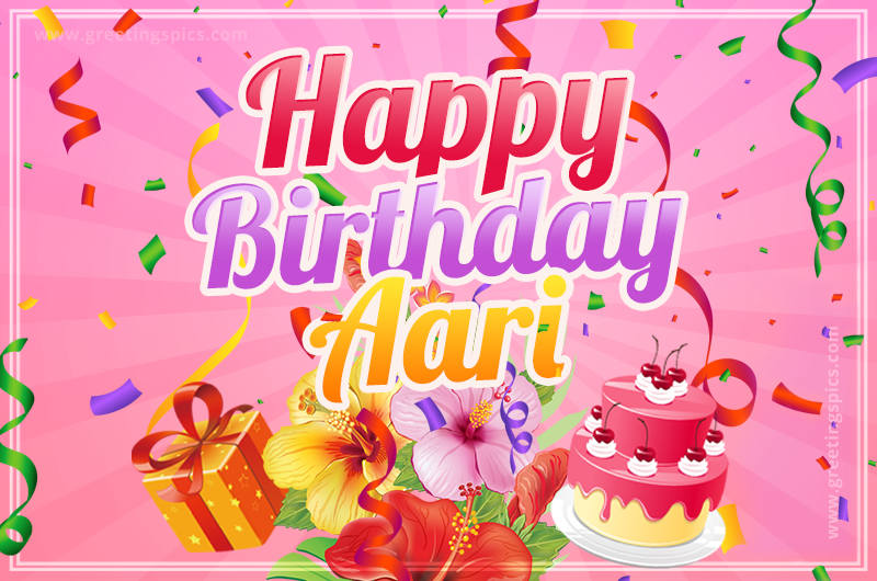 Beautiful Birthday Card for Aari with pink background