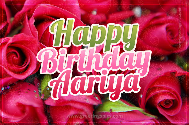 Happy Birthday Aariya beautiful Image with red roses