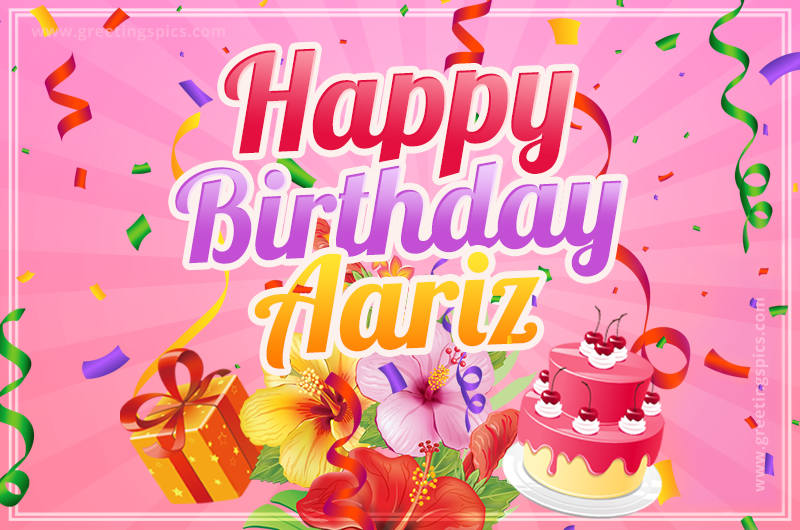 Beautiful Birthday Card for Aariz with pink background