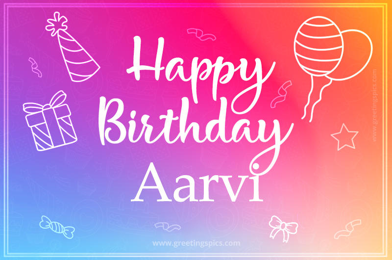 Colorful Happy Birthday Card For Aarvi