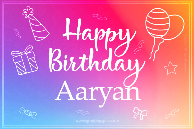 Colorful Happy Birthday Card For Aaryan