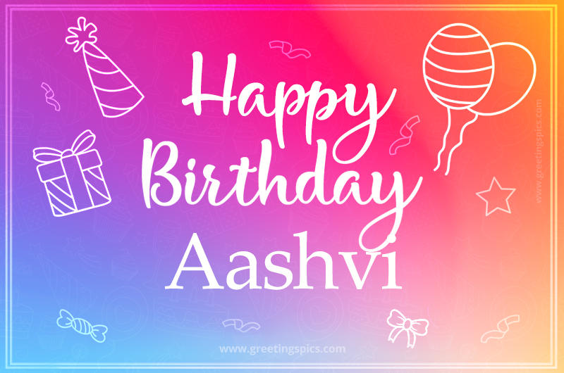 Colorful Happy Birthday Card For Aashvi