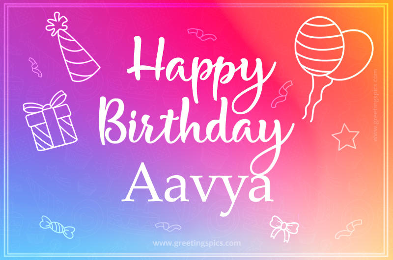 Colorful Happy Birthday Card For Aavya