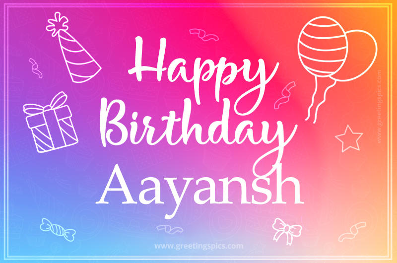 Colorful Happy Birthday Card For Aayansh