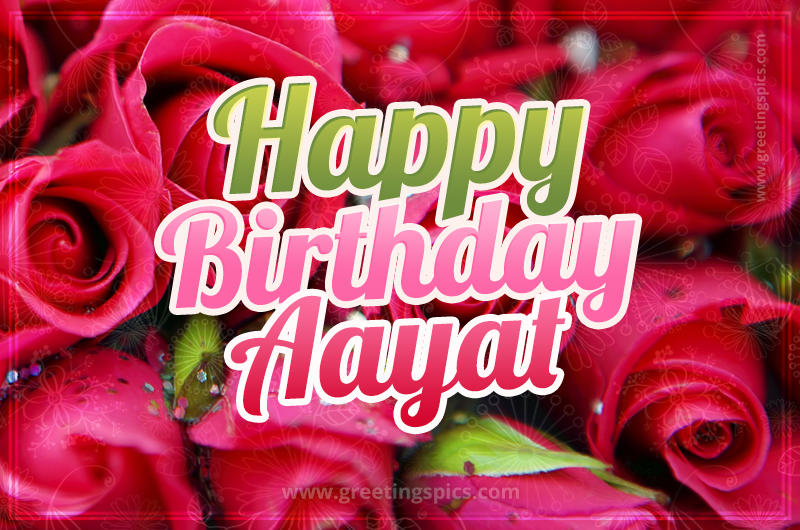 Happy Birthday Aayat beautiful Image with red roses