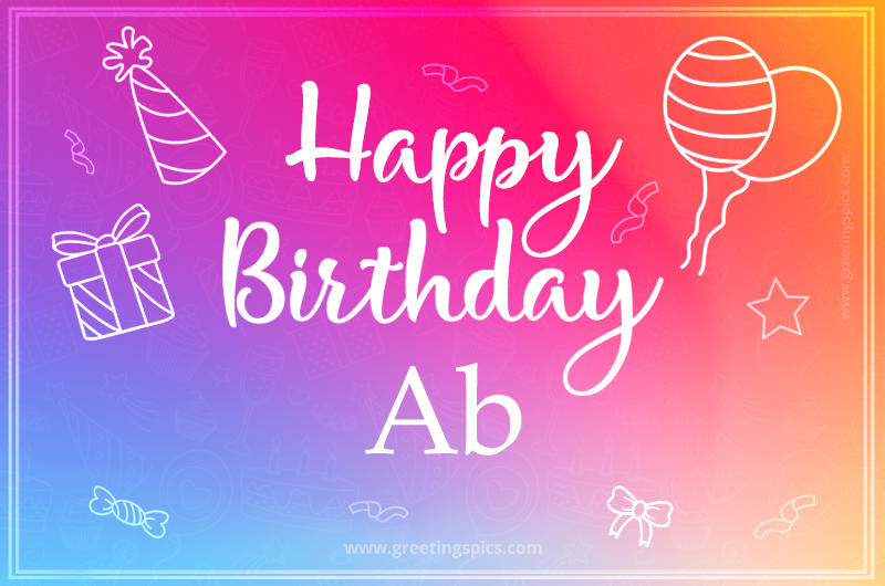 Colorful Happy Birthday Card For Ab