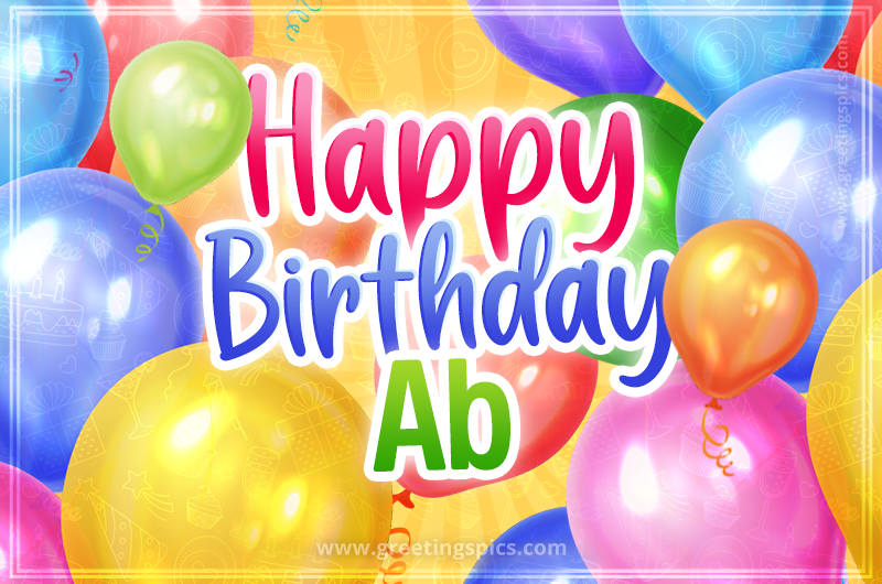 Happy Birthday Ab Image with colorful balloons