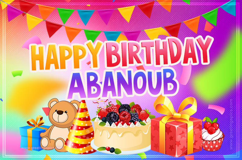 Bright card with Wishes for a Happy Birthday for Abanoub