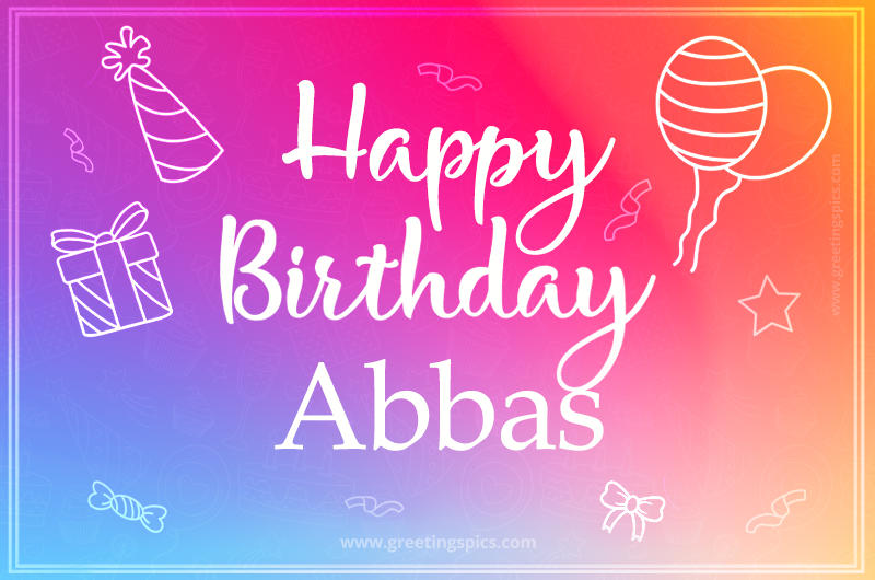 Colorful Happy Birthday Card For Abbas