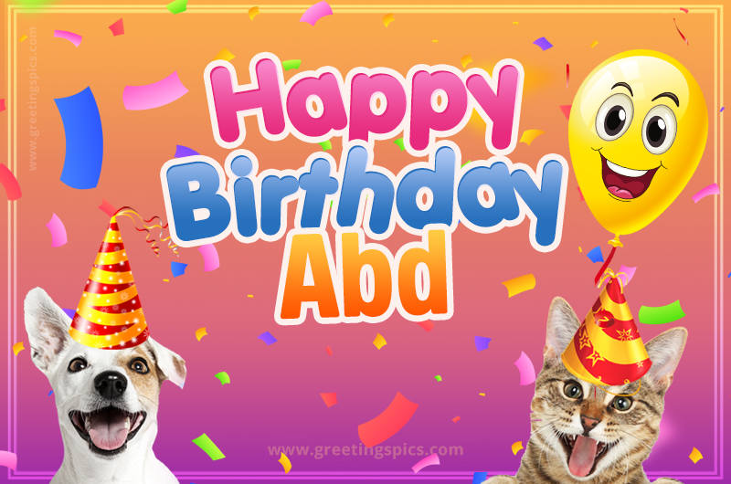 Happy Birthday Abd Funny Image with cat and dog