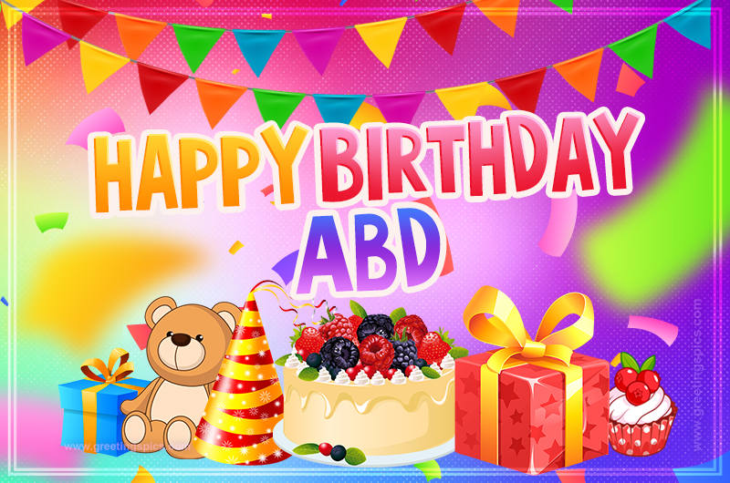 Bright card with Wishes for a Happy Birthday for Abd