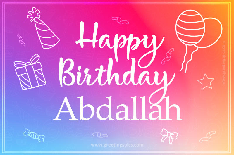 Colorful Happy Birthday Card For Abdallah