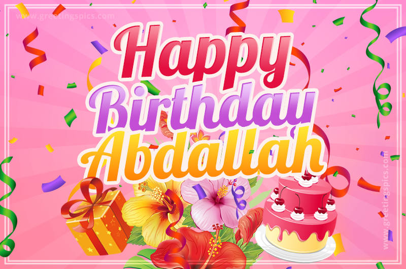 Beautiful Birthday Card for Abdallah with pink background