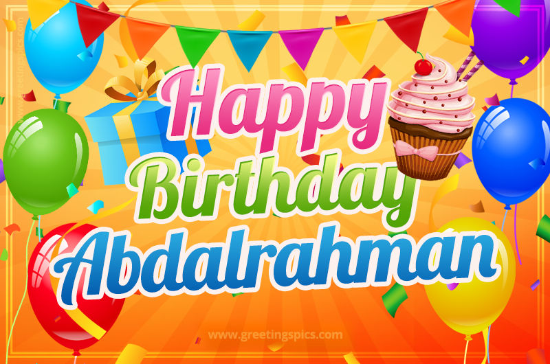 Happy Birthday Abdalrahman eCard with gift box and cupcake