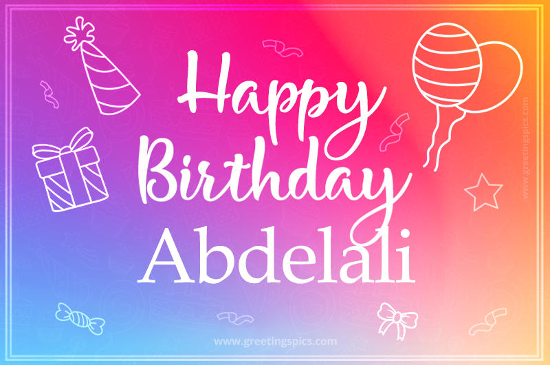 Colorful Happy Birthday Card For Abdelali