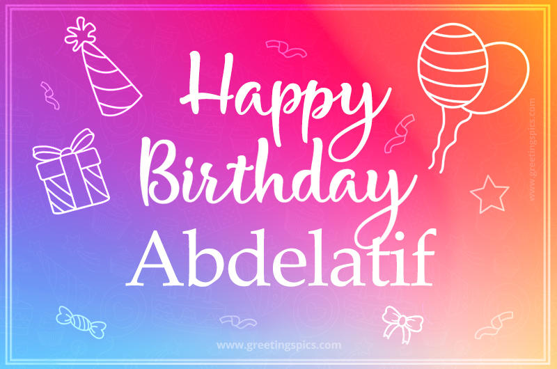 Colorful Happy Birthday Card For Abdelatif