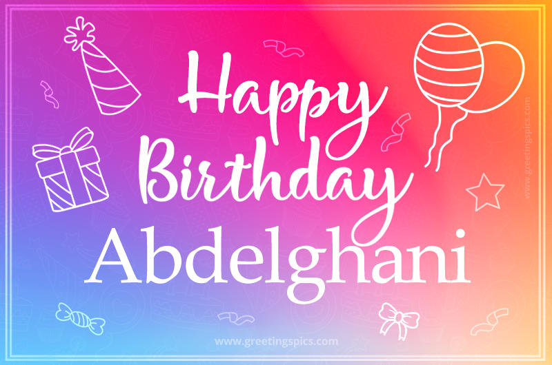 Colorful Happy Birthday Card For Abdelghani