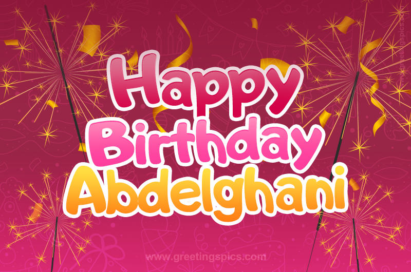 Happy Birthday Abdelghani Image with sparklers