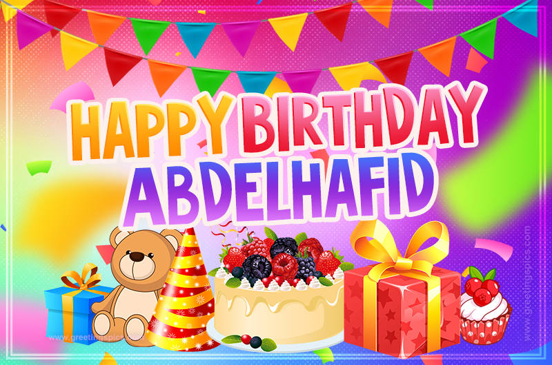 Bright card with Wishes for a Happy Birthday for Abdelhafid