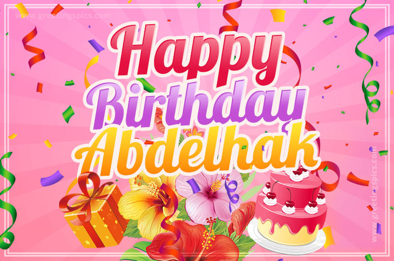 Beautiful Birthday Card for Abdelhak with pink background