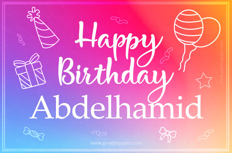 Colorful Happy Birthday Card For Abdelhamid