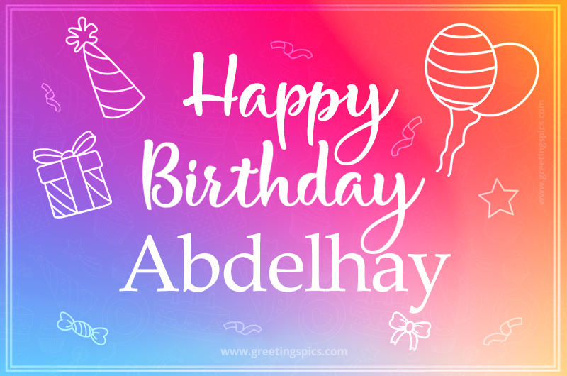 Colorful Happy Birthday Card For Abdelhay