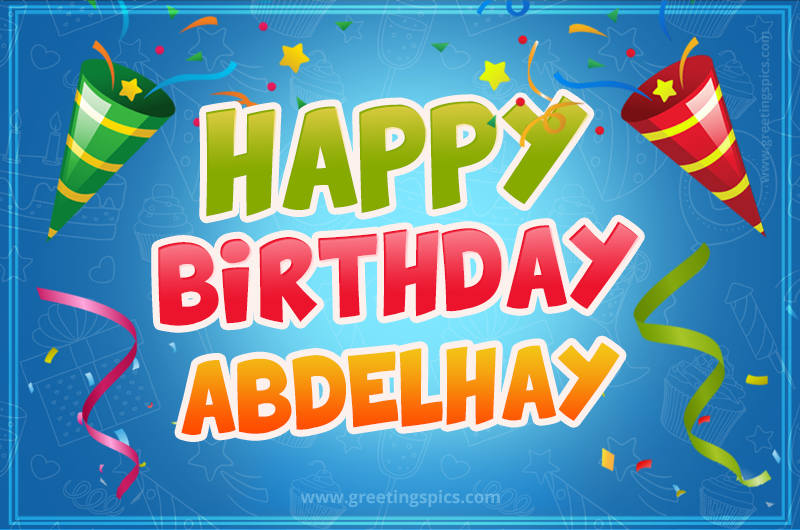 Happy Birthday Abdelhay picture with confetti and party poppers