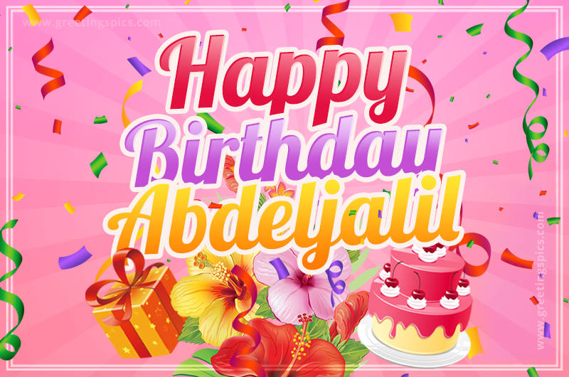 Beautiful Birthday Card for Abdeljalil with pink background