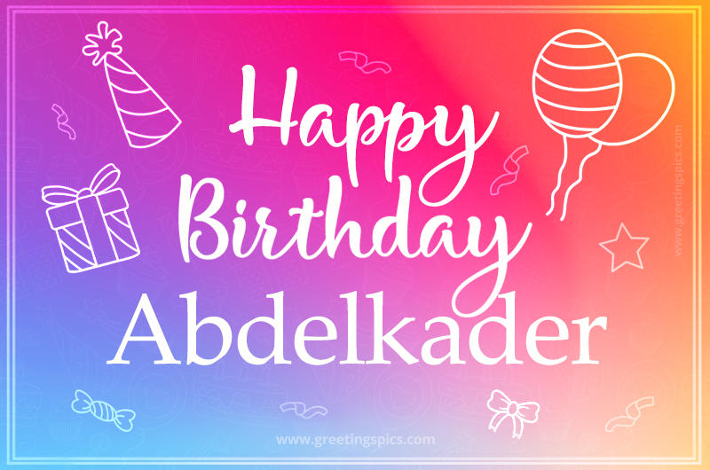 Colorful Happy Birthday Card For Abdelkader